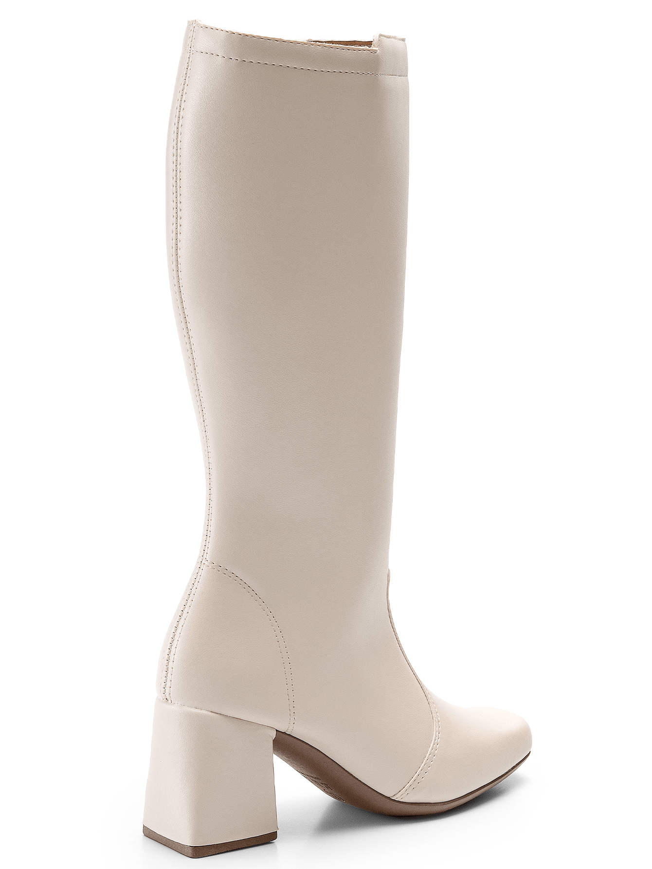 Bota Feminina Cano Longo Salto Grosso Branca