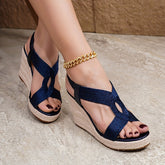 Sandália Plataforma Alice - Azul Marinho