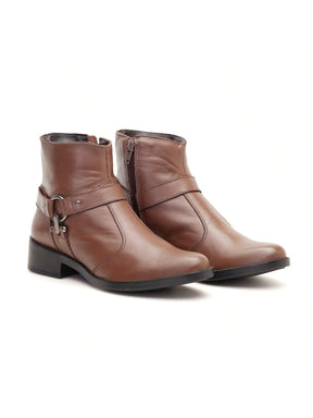 Bota Feminina Cano Curto de Couro Floriza