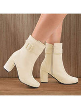 Bota Feminina Cano Curto Com Fivela Bege