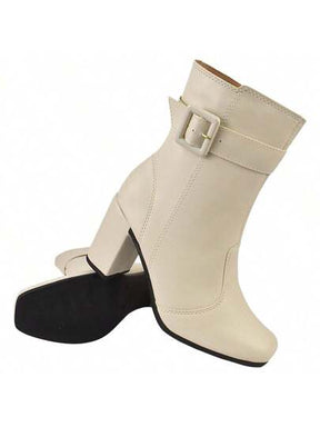 Bota Feminina Cano Curto Com Fivela Bege