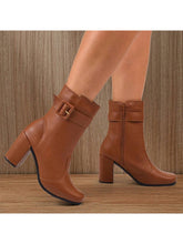 Bota Feminina Cano Curto Com Fivela Caramelo