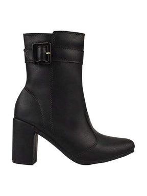Bota Feminina Cano Curto Com Fivela Preta