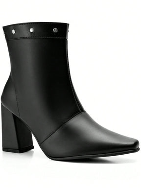 Bota Feminina Cano Curto Salto Alto Preta