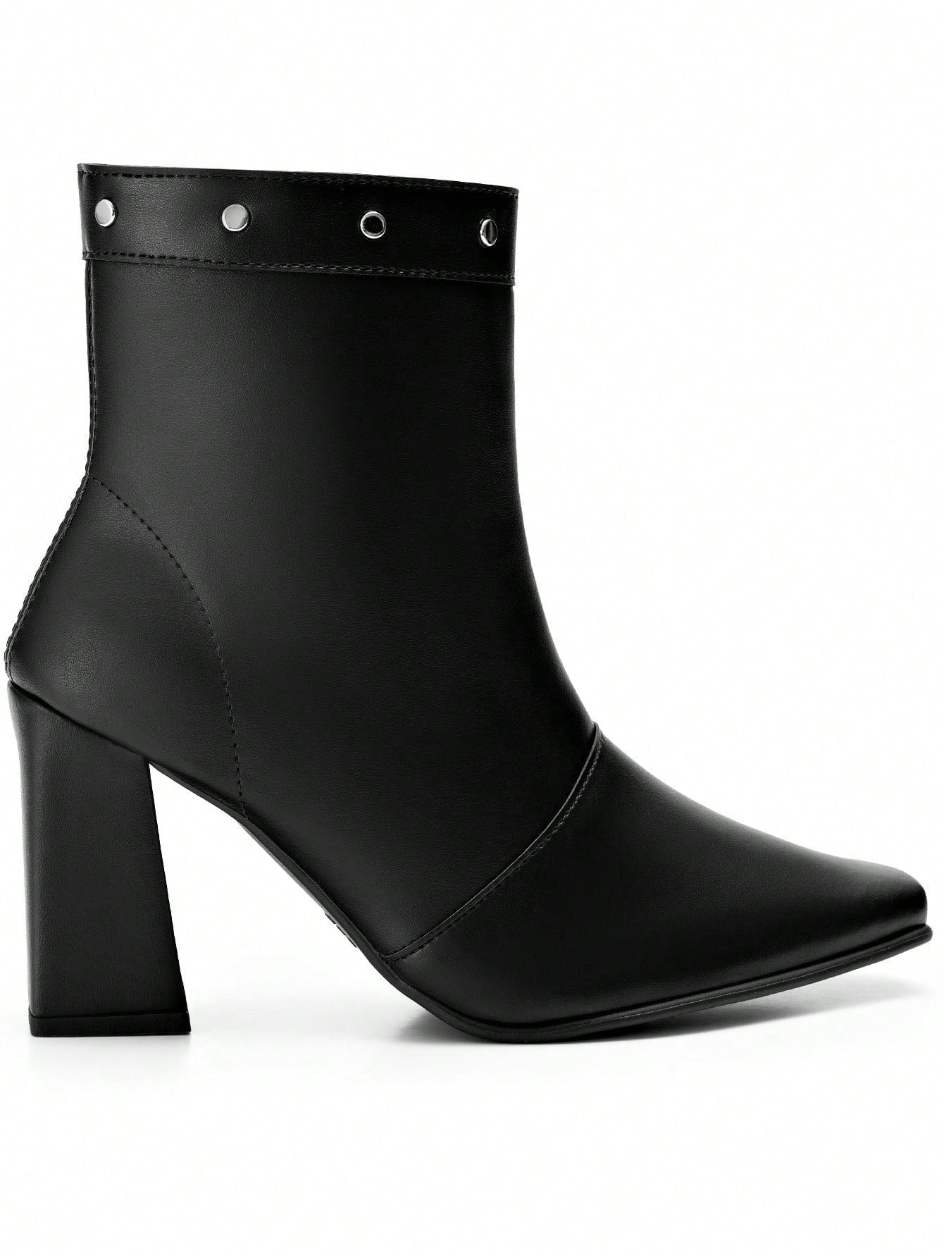 Bota Feminina Cano Curto Salto Alto Preta