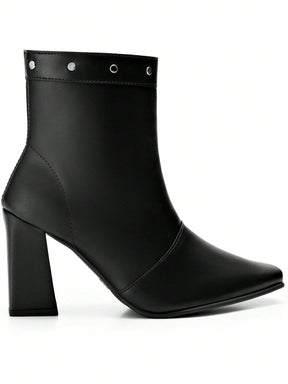 Bota Feminina Cano Curto Salto Alto Preta