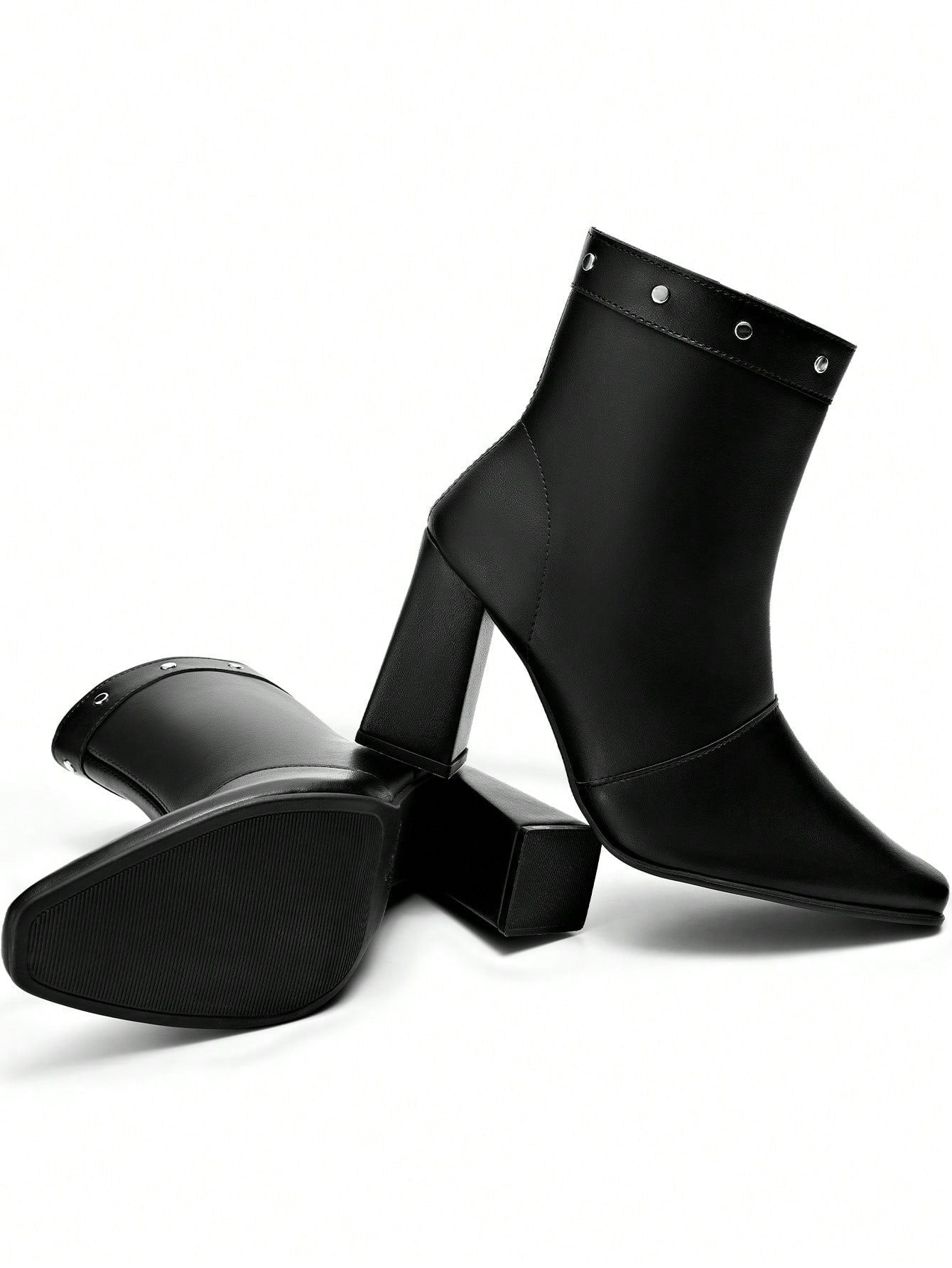 Bota Feminina Cano Curto Salto Alto Preta