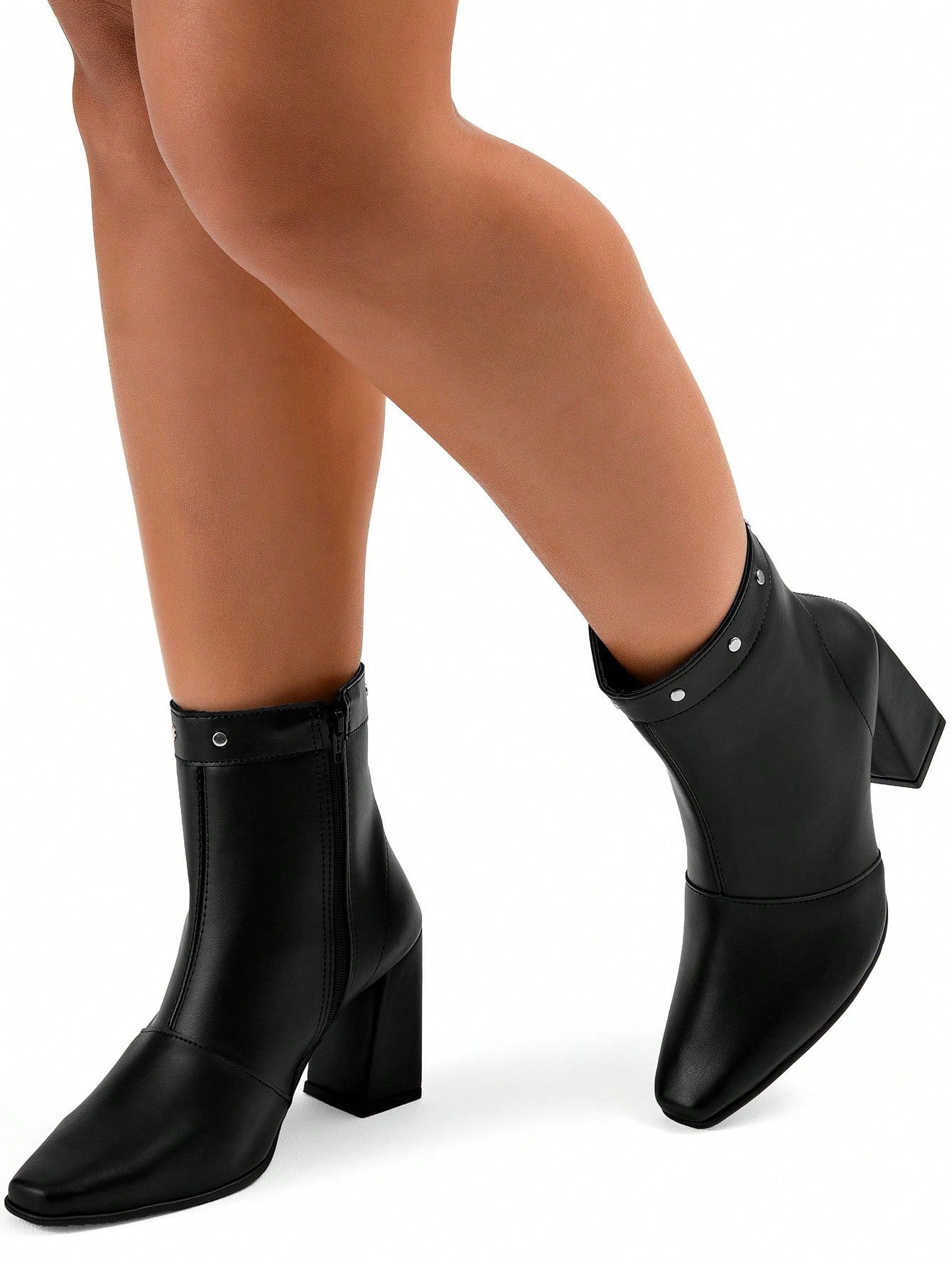 Bota Feminina Cano Curto Salto Alto Preta