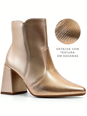 Bota Feminina Cano Curto Salto Bloco
