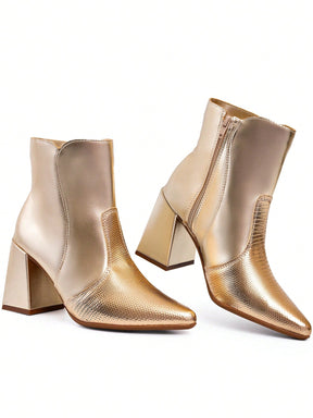 Bota Feminina Cano Curto Salto Bloco