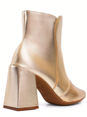 Bota Feminina Cano Curto Salto Bloco