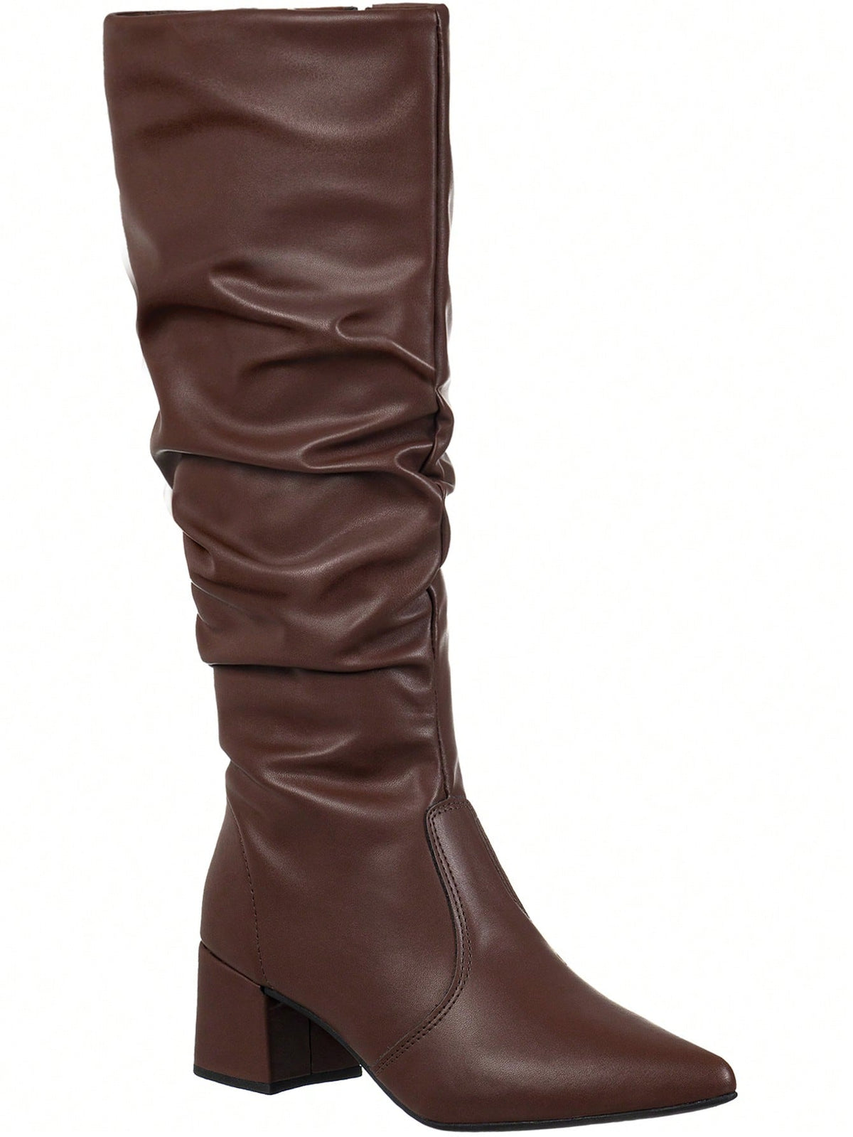 Bota Feminina Cano Longo Enrugado Marrom