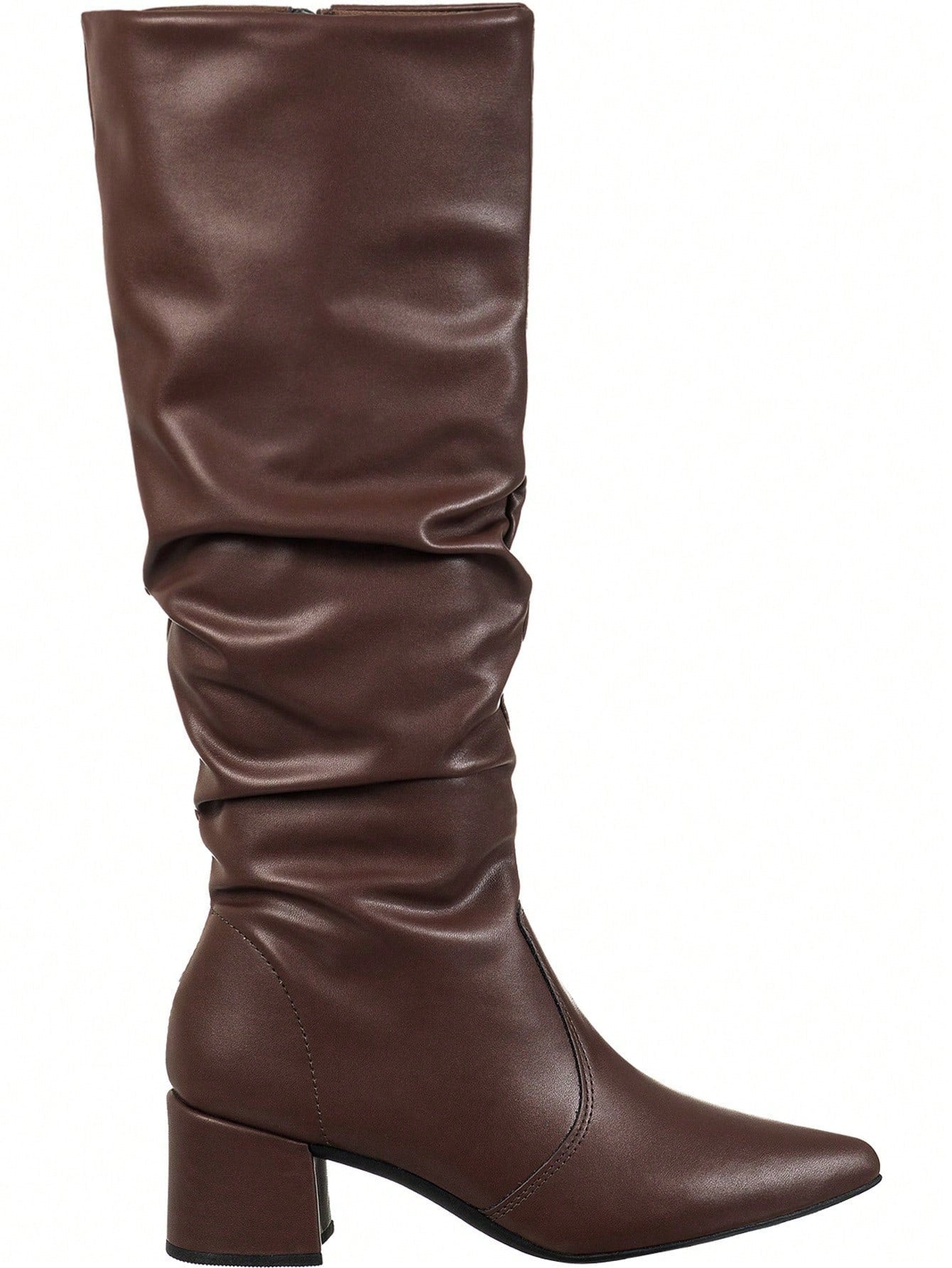 Bota Feminina Cano Longo Enrugado Marrom