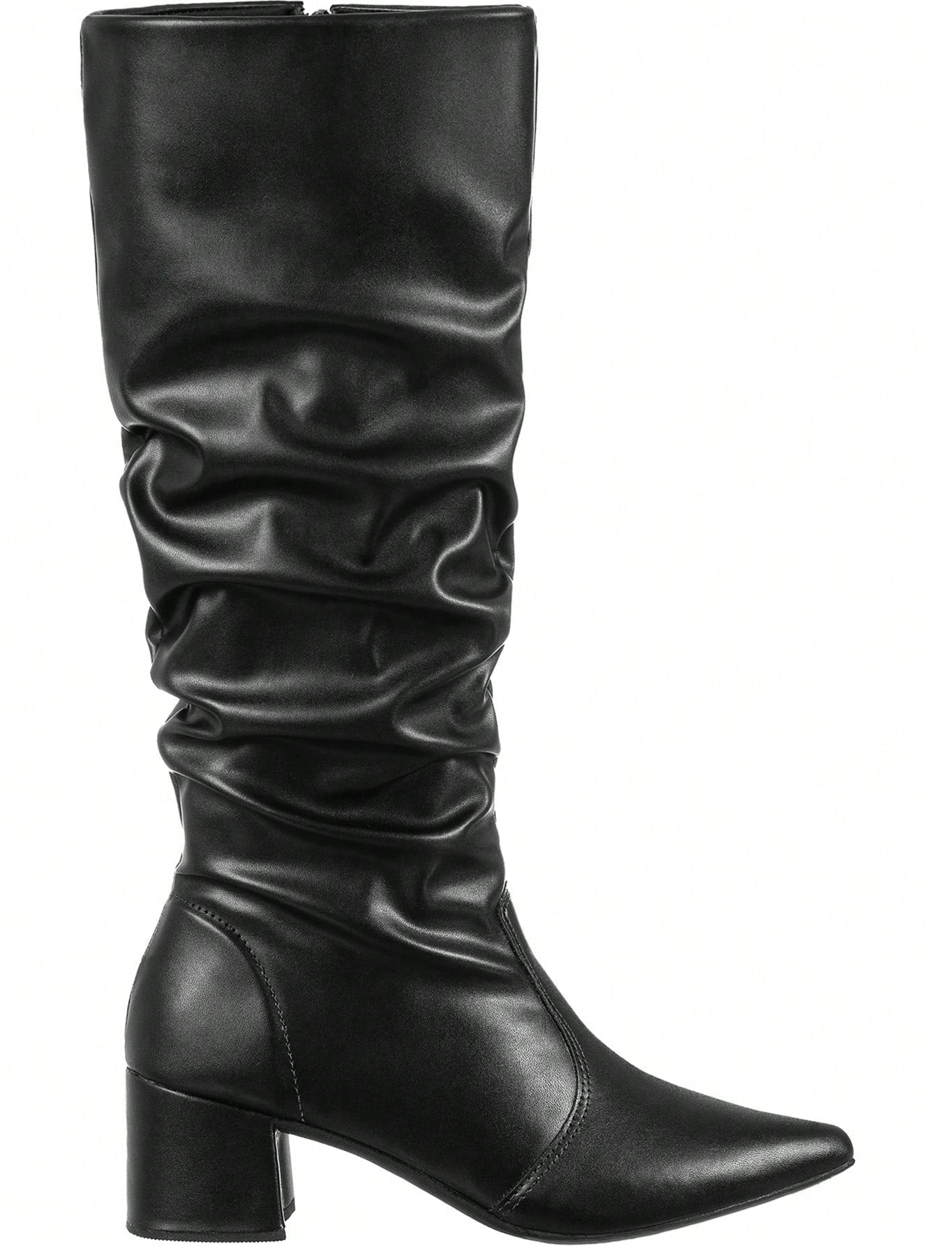 Bota Feminina Cano Longo Enrugado Preta