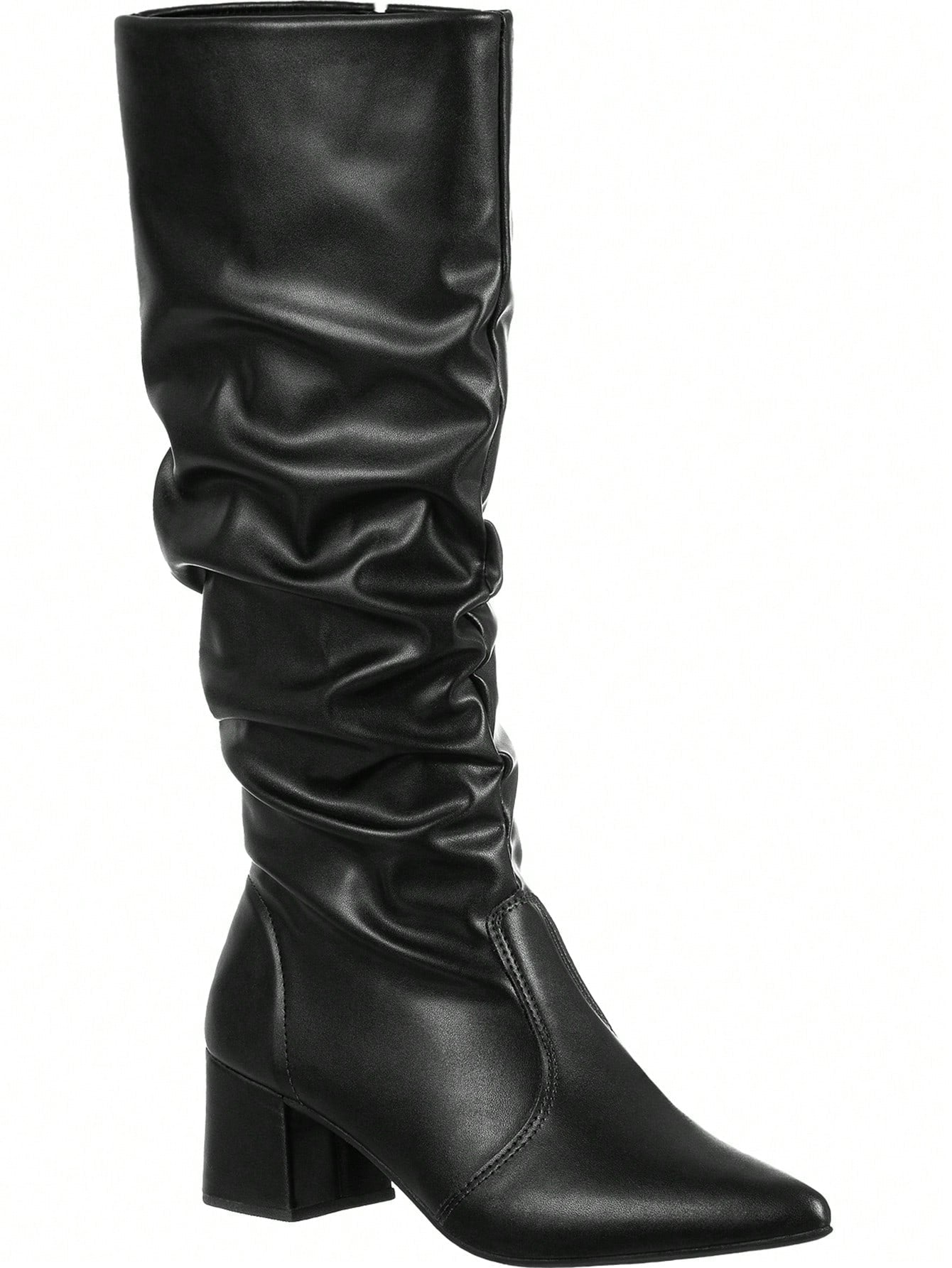 Bota Feminina Cano Longo Enrugado Preta