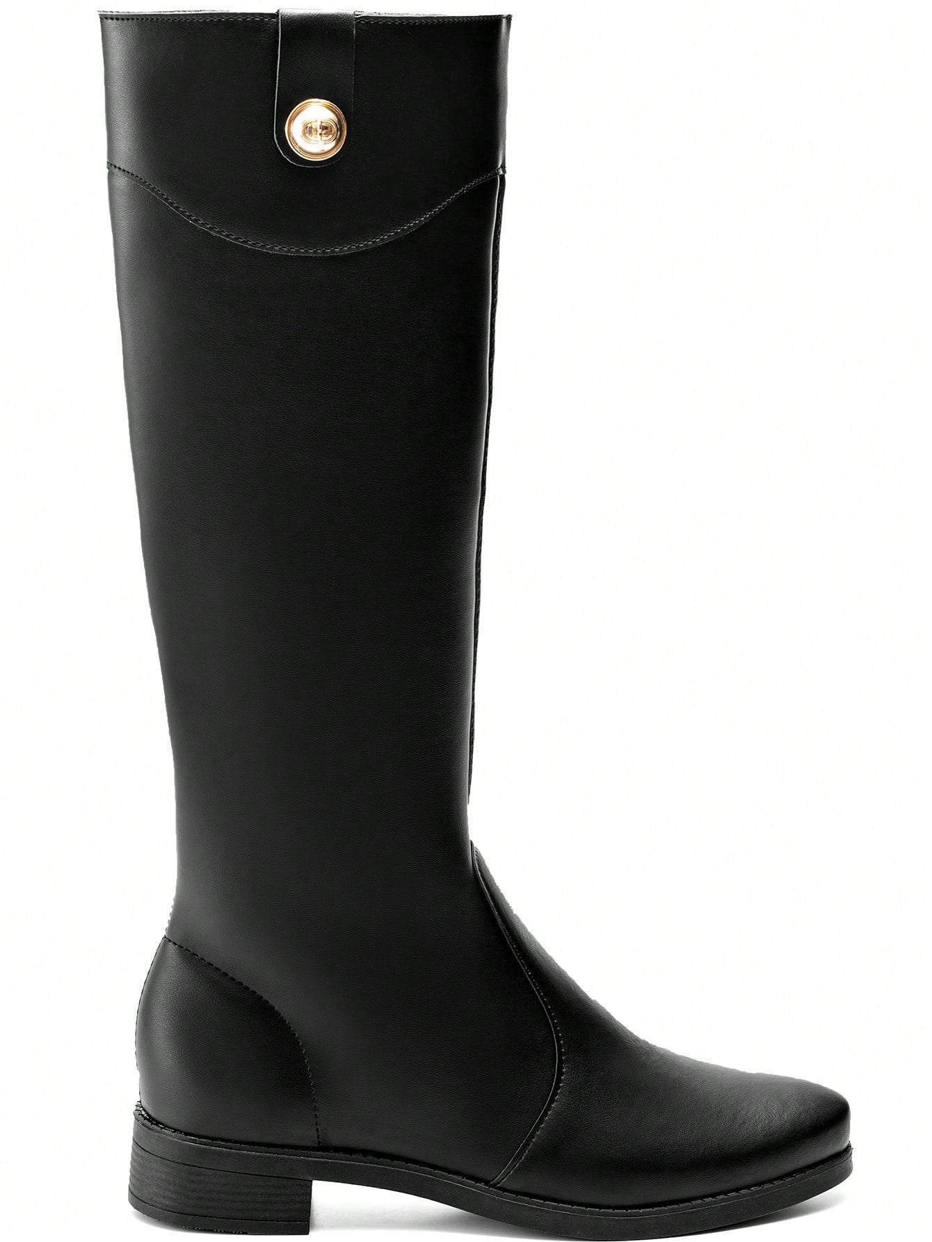 Bota Feminina Cano Longo Salto Baixo Preta