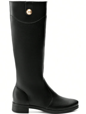 Bota Feminina Cano Longo Salto Baixo Preta