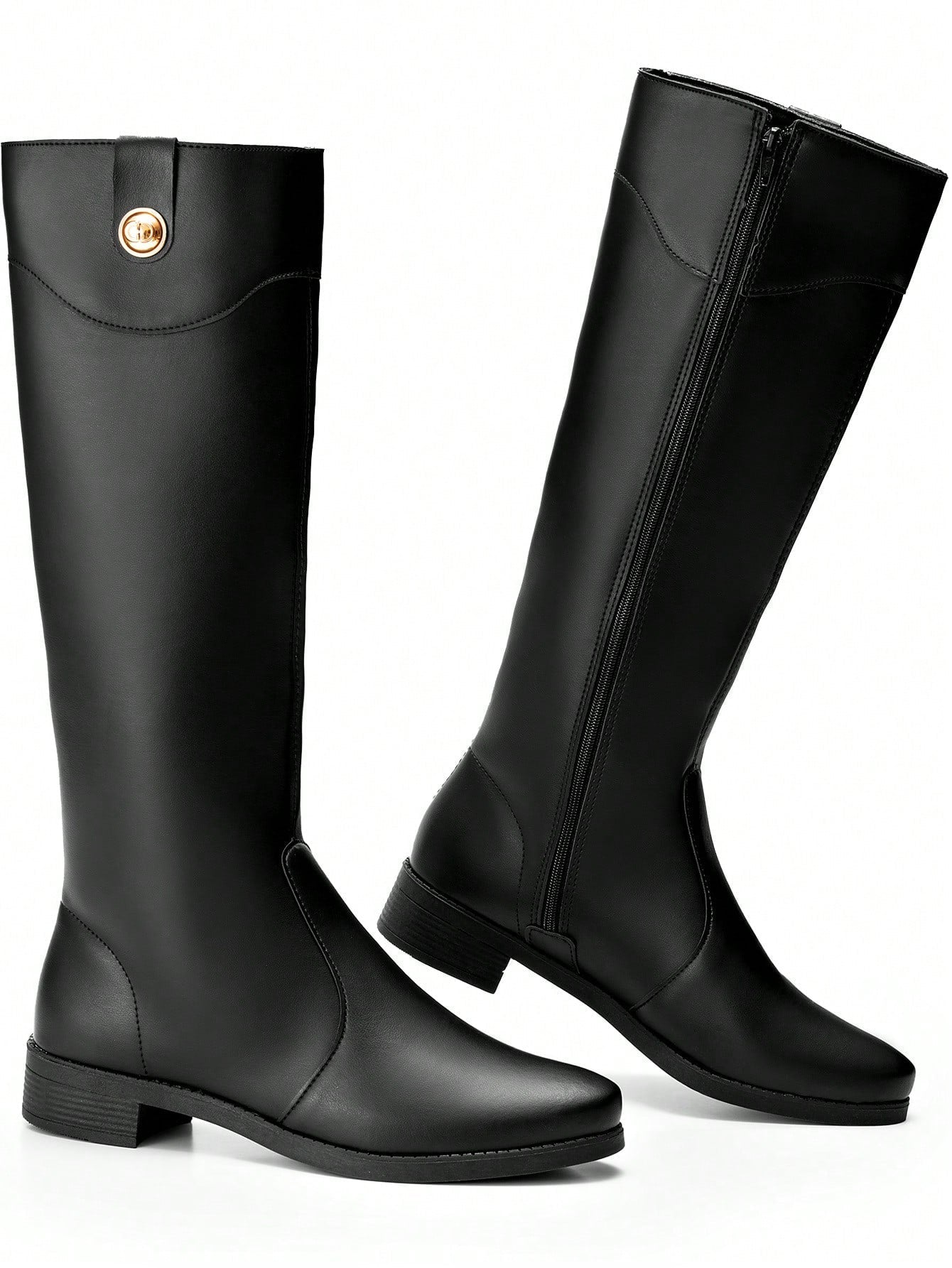 Bota Feminina Cano Longo Salto Baixo Preta