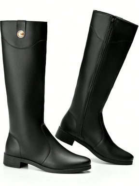 Bota Feminina Cano Longo Salto Baixo Preta