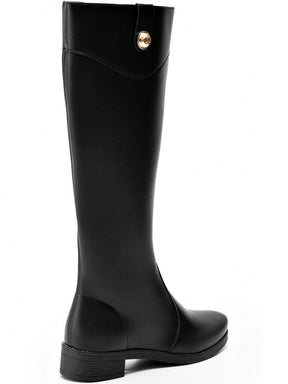 Bota Feminina Cano Longo Salto Baixo Preta