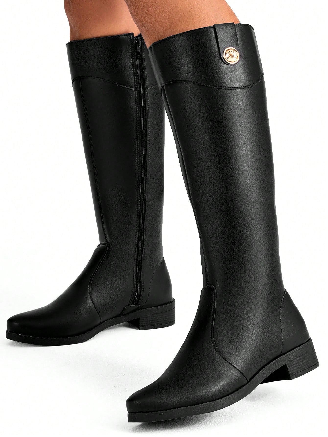 Bota Feminina Cano Longo Salto Baixo Preta