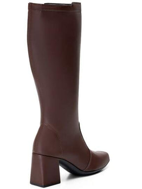 Bota Feminina Cano Longo Salto Grosso Marrom