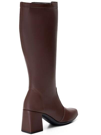 Bota Feminina Cano Longo Salto Grosso Marrom