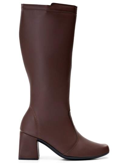 Bota Feminina Cano Longo Salto Grosso Marrom