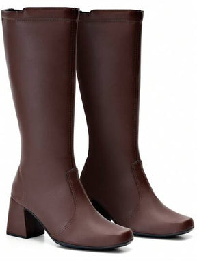 Bota Feminina Cano Longo Salto Grosso Marrom