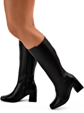 Bota Feminina Cano Longo Salto Grosso Preta