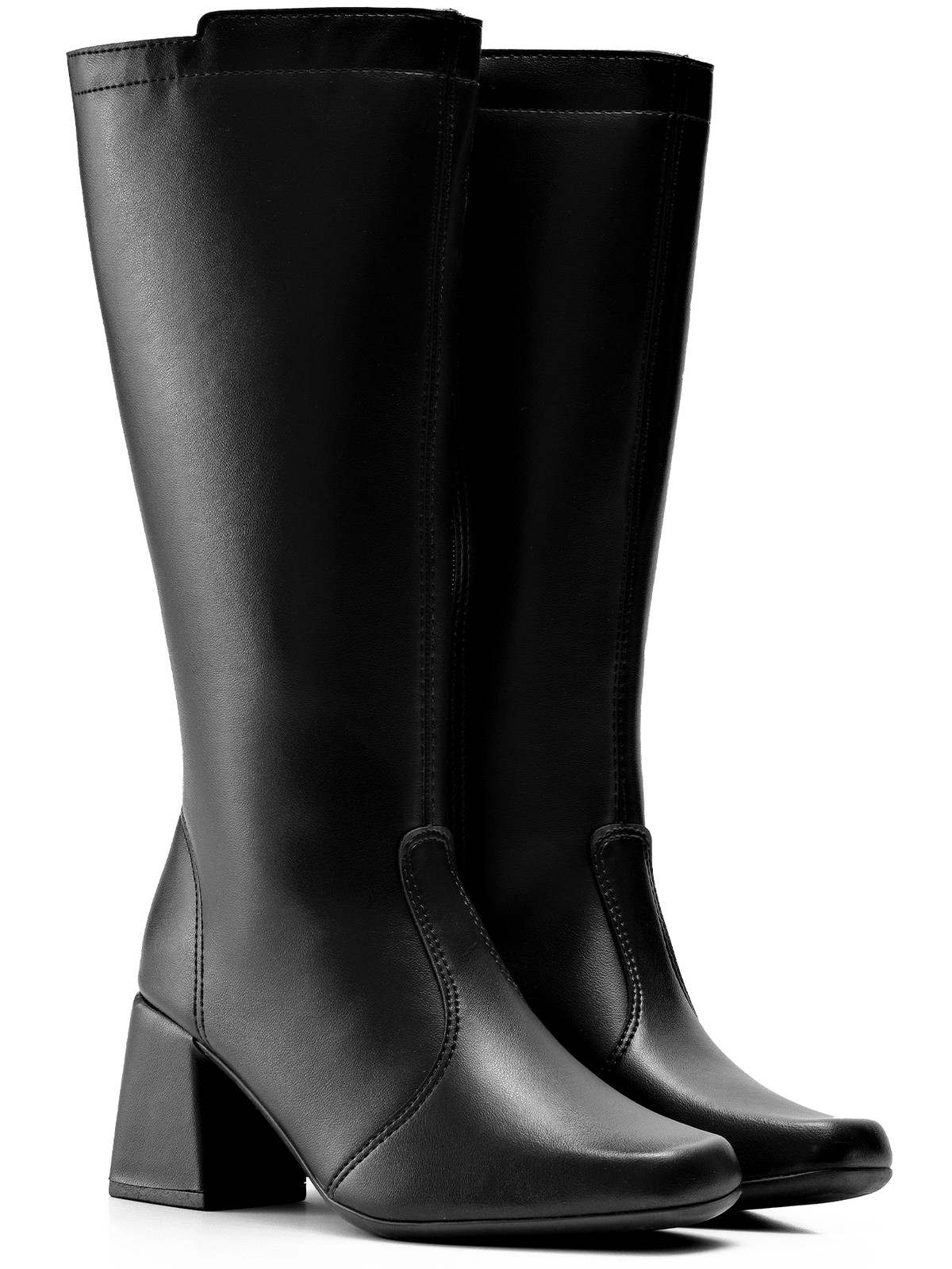 Bota Feminina Cano Longo Salto Grosso Preta