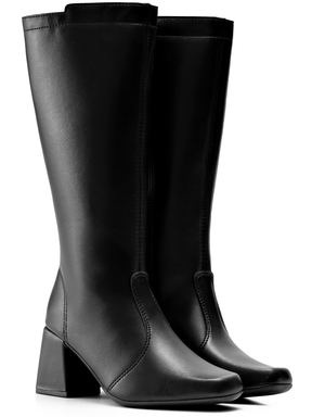 Bota Feminina Cano Longo Salto Grosso Preta