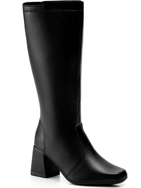 Bota Feminina Cano Longo Salto Grosso Preta