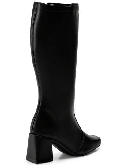 Bota Feminina Cano Longo Salto Grosso Preta