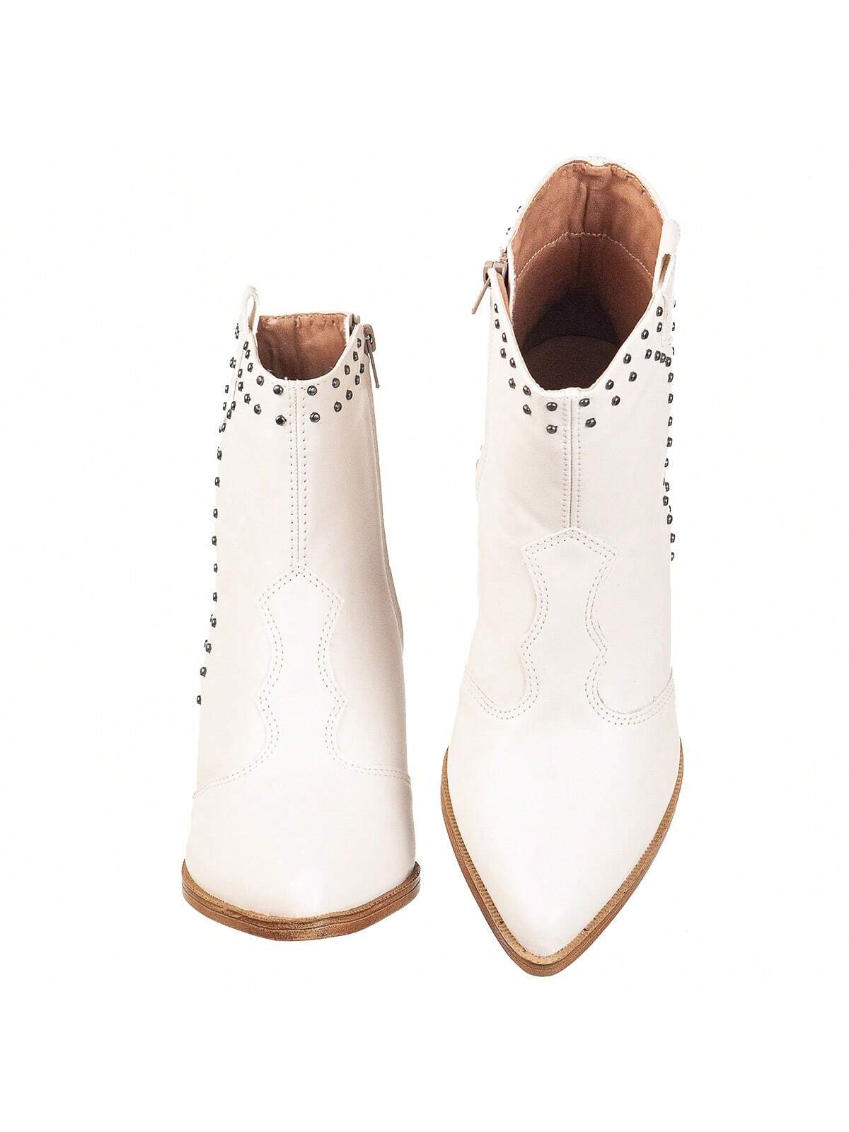 Bota Feminina Texana Cano Curto com Strass Off-White