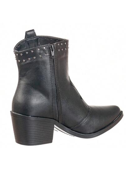 Bota Feminina Texana Cano Curto com Strass Preta