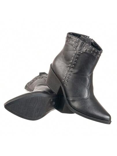 Bota Feminina Texana Cano Curto com Strass Preta