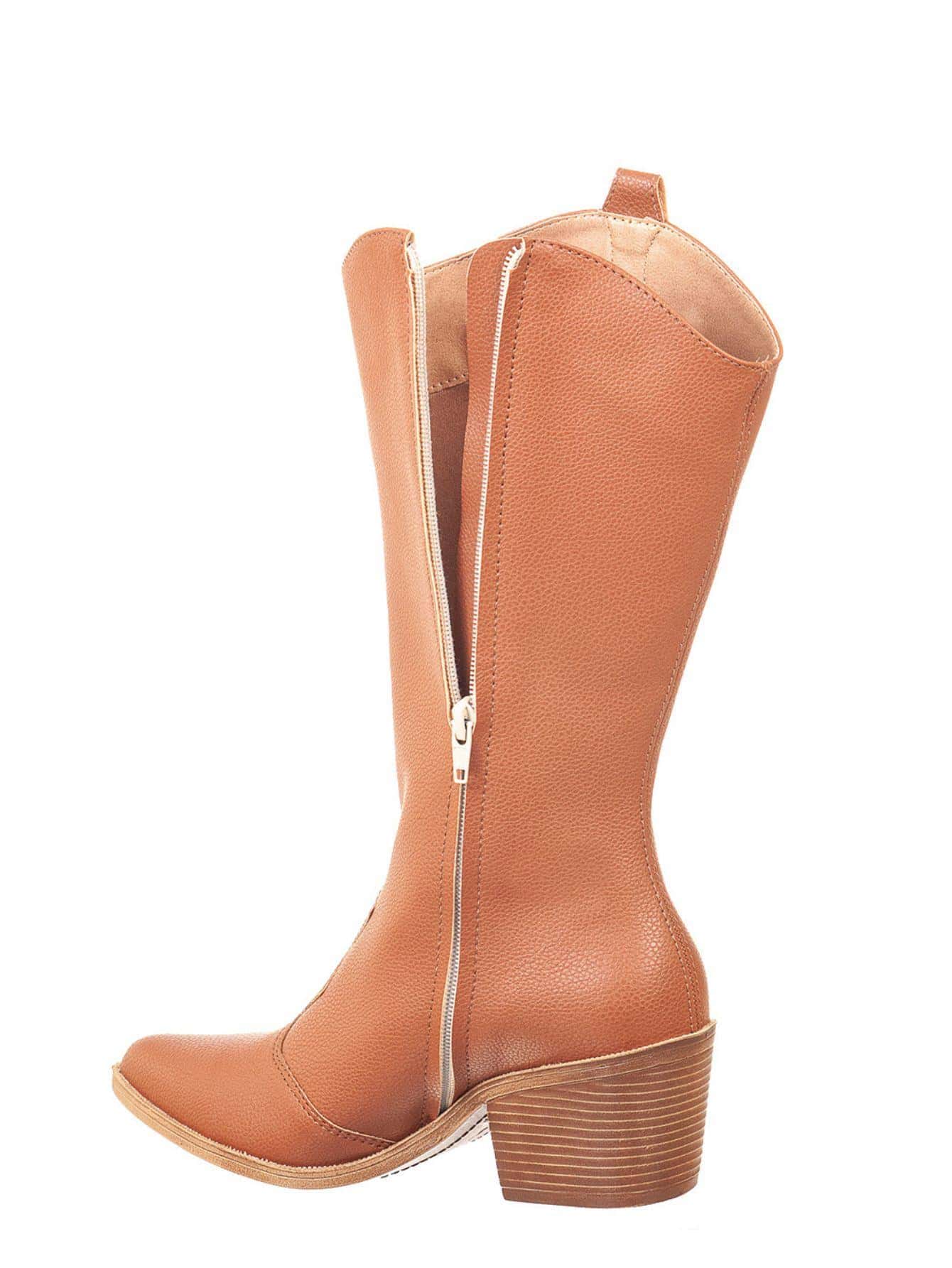 Bota Feminina Texana Cano Médio Caramelo