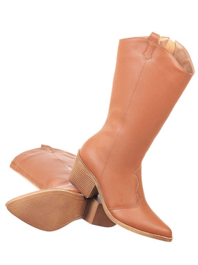 Bota Feminina Texana Cano Médio Caramelo