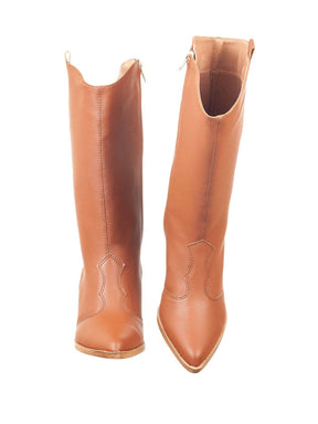 Bota Feminina Texana Cano Médio Caramelo