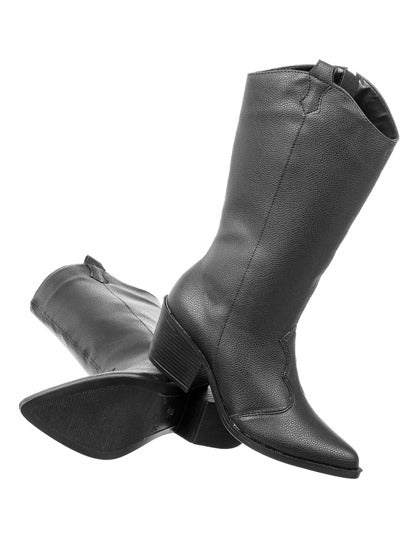 Bota Feminina Texana Cano Médio Preta