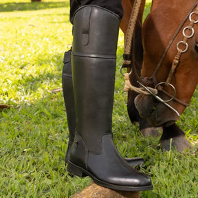 Bota de Hipismo de Couro Preta