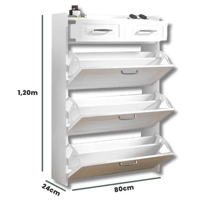 Armário de Sapatos com 3 Portas e 2 Gavetas + Mochila Brinde