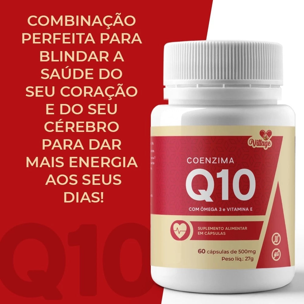 Coenzima Q10 (60 cáps) -  você leva grátis Ômega 3 + Vitamina E